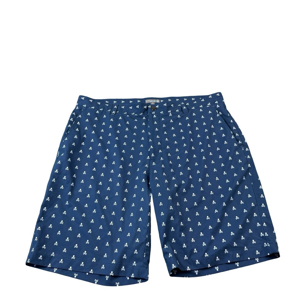 Peter Millar Blue White Skull AOP Men's Crown Sport‎ Performance Golf Short Size